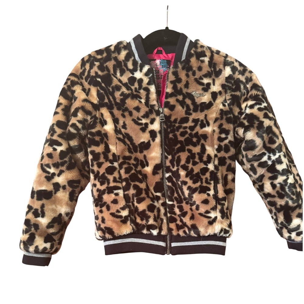 Vingino Girls Size 10 Leopard Print Faux Fur Bomber Jacket Dutch designer